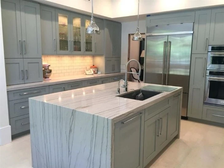 White Macaubas Quartzite kitchen  countertop